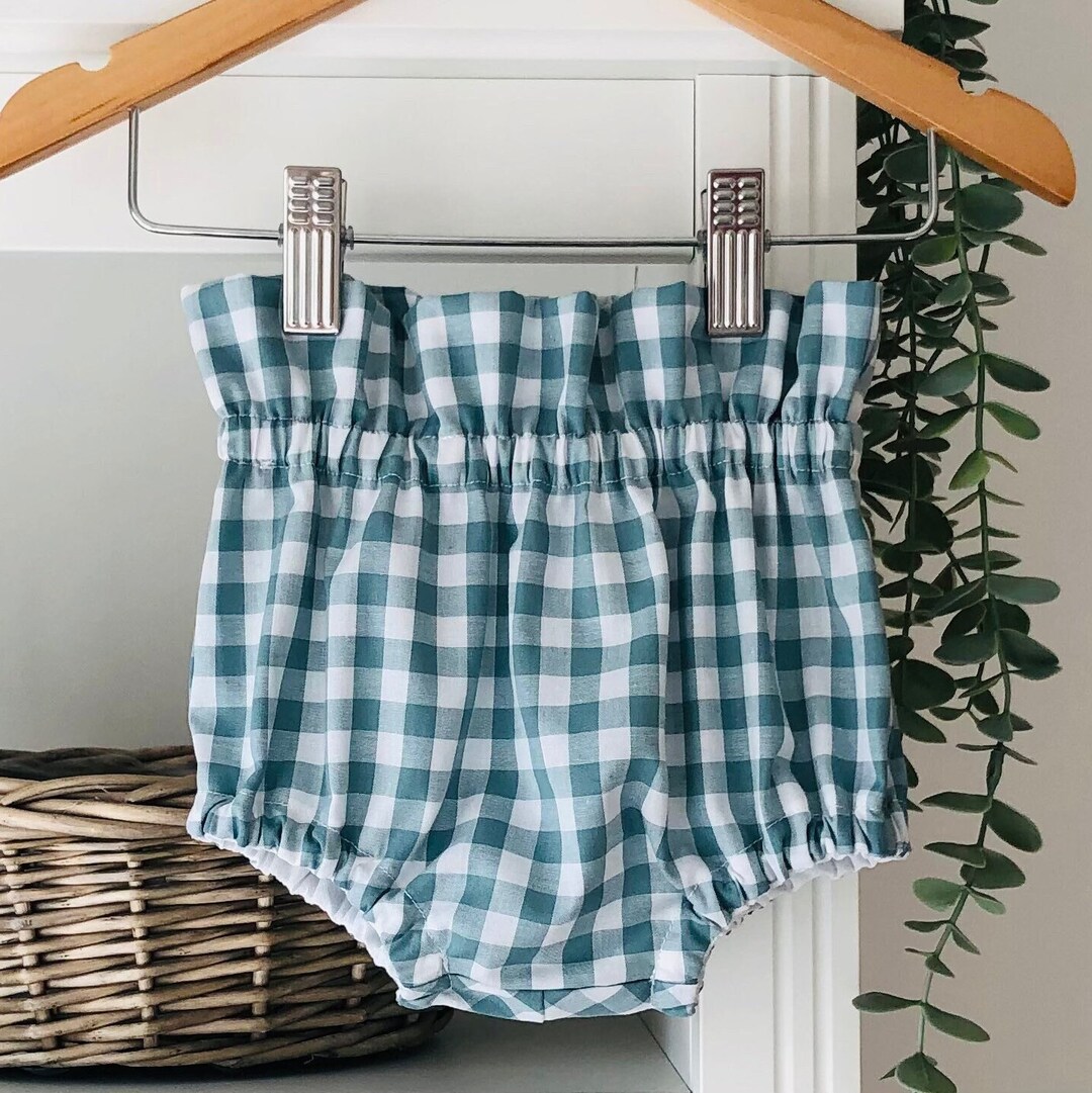 Munki Munki Baby Girls Gingham Knit Bloomers – Soft Ruffled Diaper Cover Or Shorts