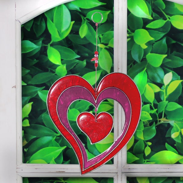 Fensterdeko Herz - Geschenk für Mama, Fensterschmuck Herzschmuck aus Resin, Suncatcher in Herzform, Geschenkidee
