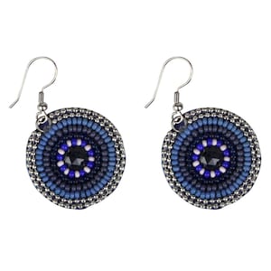 Orecchini in perle di vetro 3 x 3 cm blu, fatti a mano, orecchini blu, orecchini perle, gioielli