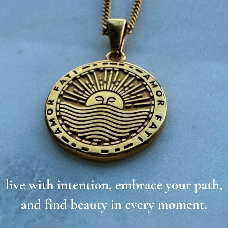Stoic pendant gold amor fati necklace