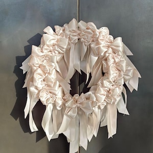 Satin Ribbon Bow Wreath – Hand-Tied Bows for Weddings, Showers, Holidays & Home Decor, Bow Themed Parties and Events