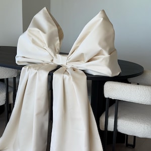 Ivory Giant Satin Bow, Wedding & Bridal Shower Oversized Bow Decor