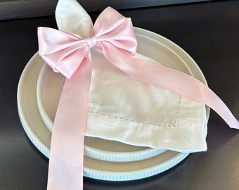 Pink Satin Bow Napkin Rings: Event, Valentine's, Birthday, Baby Shower Decor