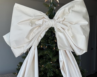 Giant Satin Christmas Tree Bow Topper - Elegant Holiday Decor