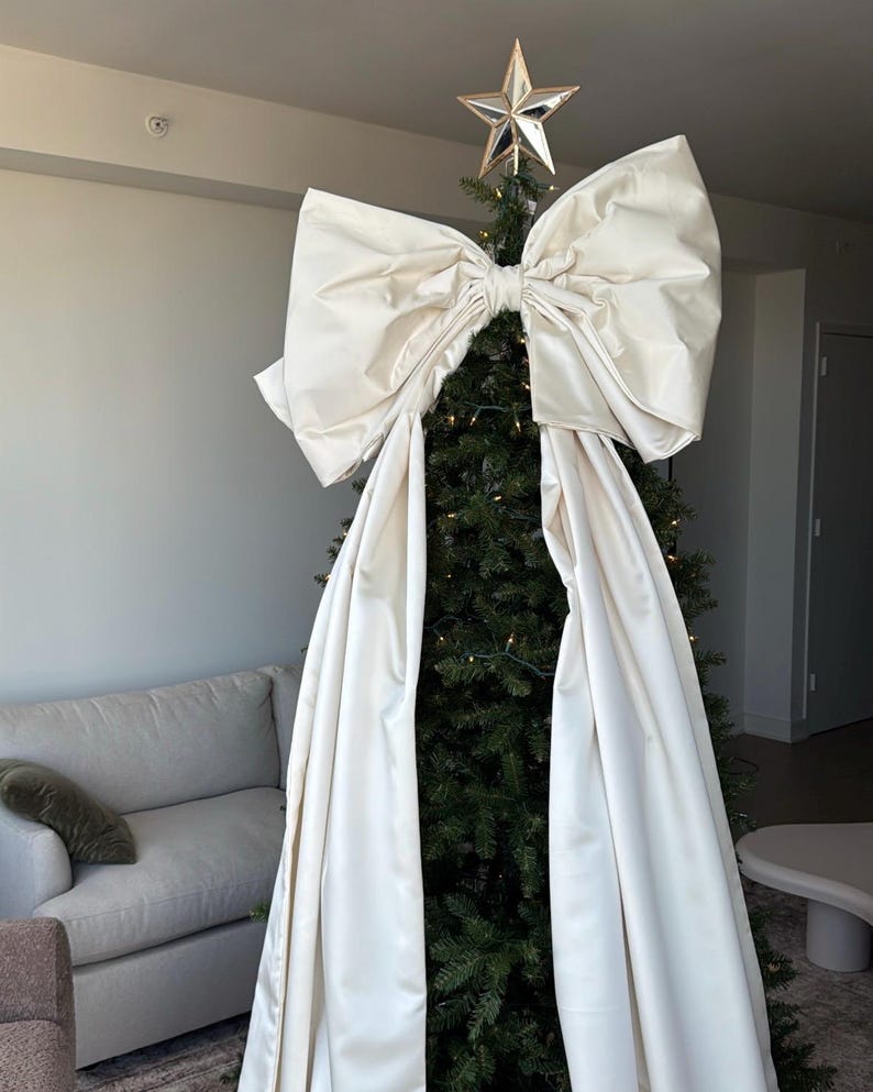 Giant Satin Christmas Tree Bow Topper - Elegant Holiday Decor - Etsy