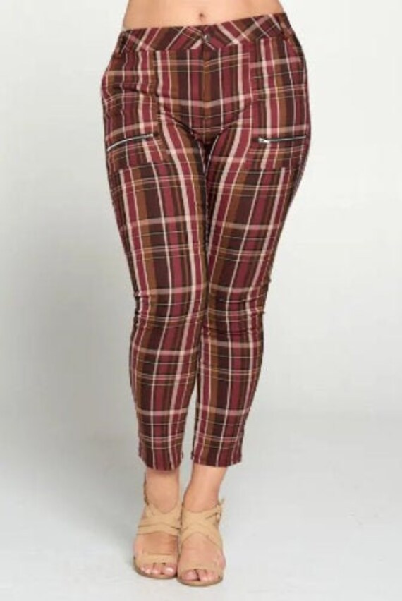 PLUS SIZE Plaid pants plus | Etsy