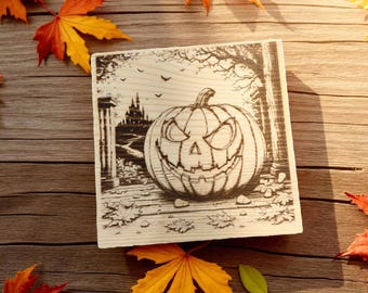 Laser Engraved Halloween Coasters | Spooky Gothic Decor