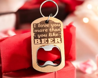 Personalized Wooden Bottle Opener Keychain: Laser Engraved Gift