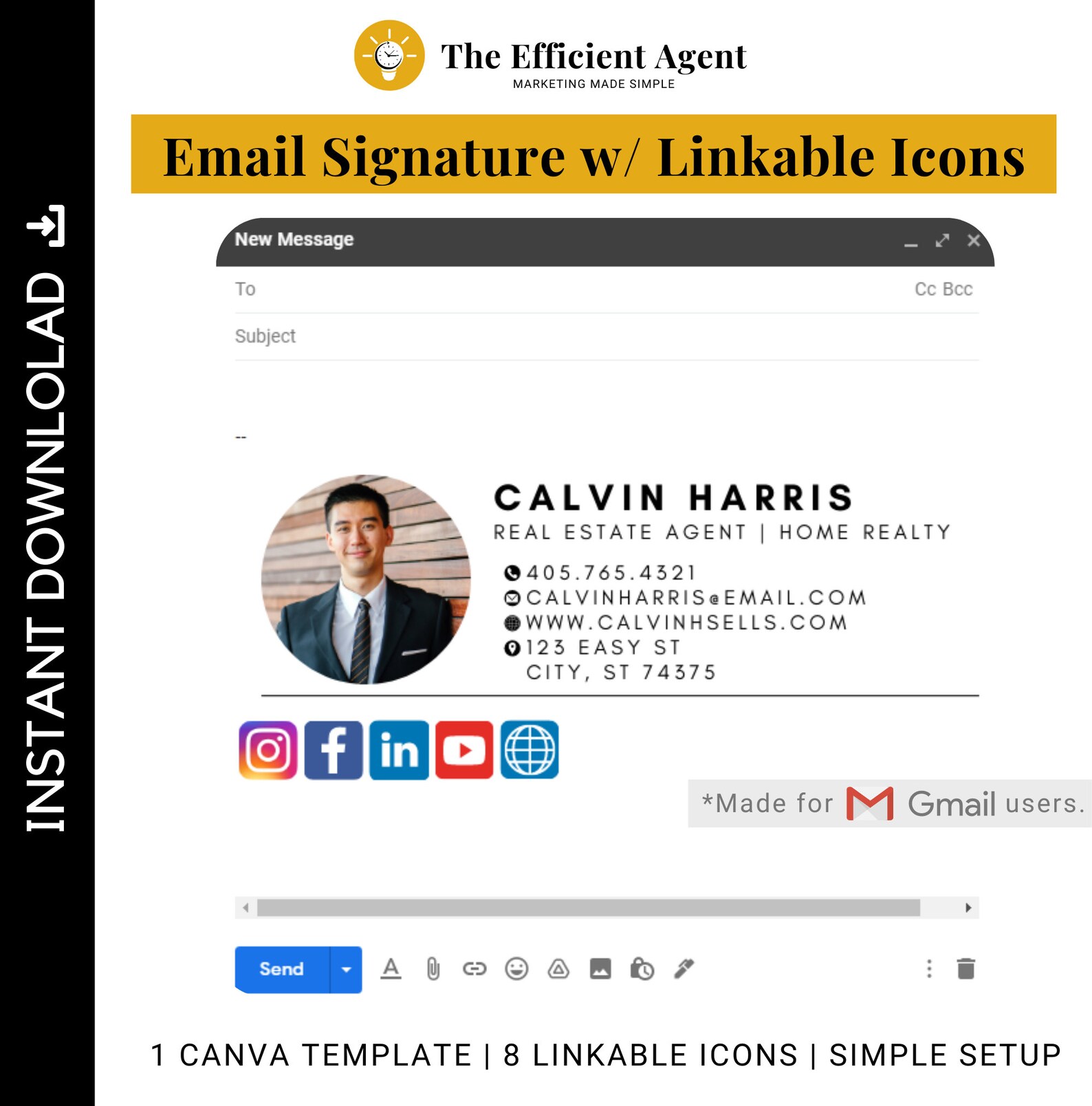 Email Signature with CLICKABLE ICONS Gmail Signature Simple Etsy