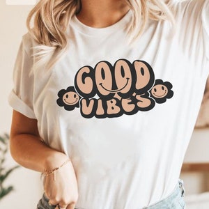 Bonnes vibrations fichier de coupe SVG, citation positive Svg | SVG et PNG en couches Cricut | Utilisation commerciale