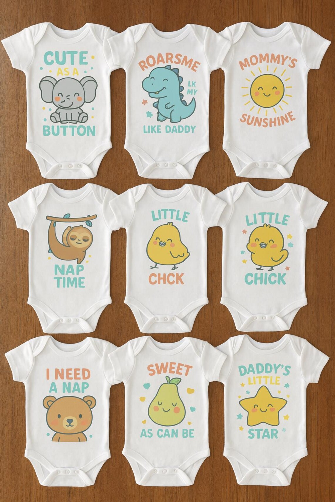 Baby Onesie SVG & PNG Bundle | 9 Cute Digital Designs for Baby ...