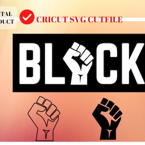 Black Fist svg, Black power fist svg, Power Fist Black and white PNG - Easy Cricut SVG Cutfile