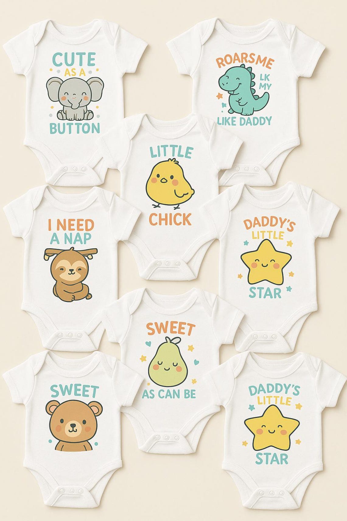 Baby Onesie SVG & PNG Bundle | 9 Cute Digital Designs for Baby ...