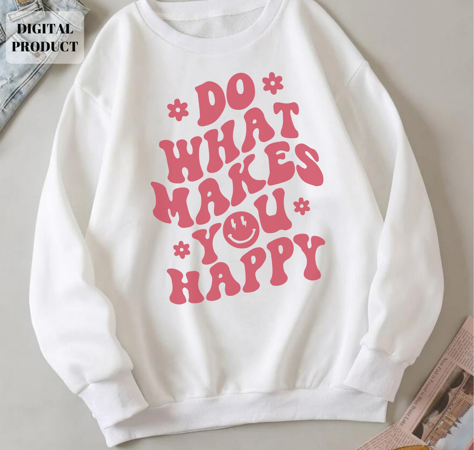 Do What Makes You Happy Svg Wavy Text Letters Vintage Shirt Etsy Canada