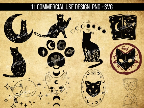 Mystic svg, Cat svg, cat tarot svg, mystical cat svg, Cat svg bundle, celestial svg | Commercial Use