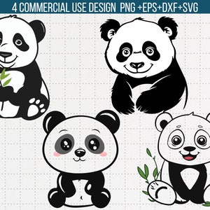Imágenes Prediseñadas de panda, Oso panda Svg, Lindo PANDA Svg, Panda de dibujos animados Svg, Vector de panda, Imágenes prediseñadas de panda lindo, Archivos de corte de panda, Paquete SVG de Cricut