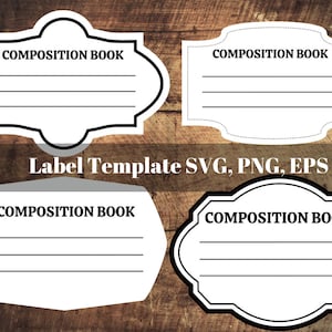 Composition Notebook Label svg, Notebook Label Vorlage - Cricut Cutfile