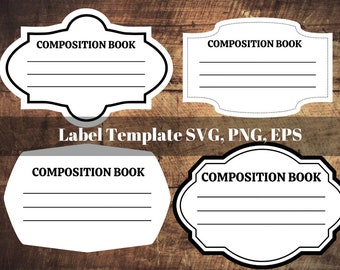 Composition Notebook Label svg, Notebook Label Template- Cricut Cutfile