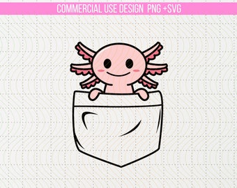 Pocket Axolotl svg, Kawaii Axolotl PNG | Layered SVG File