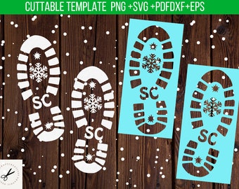 Santa Boot print svg, Santa Foot print svg - Laser Cricut Cut SVG File  - DIGITAL DOWNLOAD