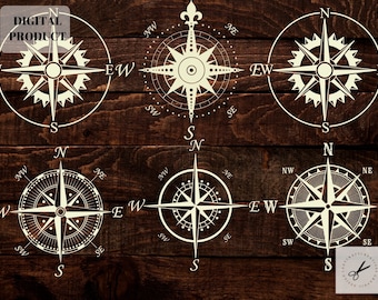 Compass svg, Compass Rose svg, Nautical Compass svg, Compass Star PNG -PNG and Cricut SVG Bundle