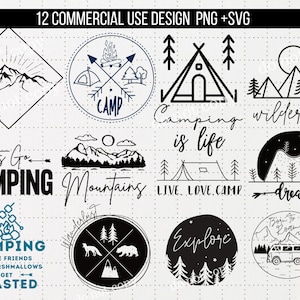 Camping svg, Camp svg designs, Camping life svg, camping sayings svg | Camping PNG | 12 Cricut SVG Bundle