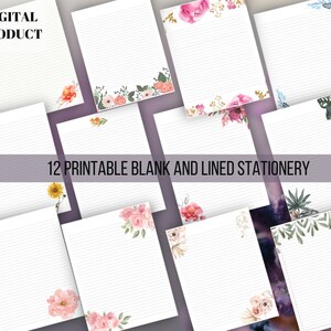 Papelería para escribir cartas JW, 12 artículos de papelería imprimibles en blanco y rayados, Descarga digital