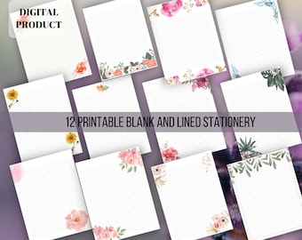 JW Letter Writing Stationery | 12 Blank and Lined Printable Stationery | Digital Download