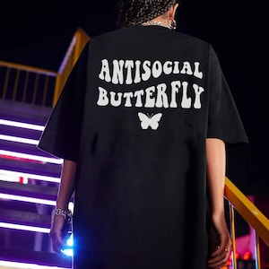 Svg papillon antisocial, svg antisocial, sarcastique svg, svg chemise femme, EPS PNG Cricut, téléchargement immédiat