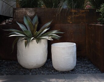 Large Textured Concrete Planter, Outdoor Planter, Planter, Textured Planter