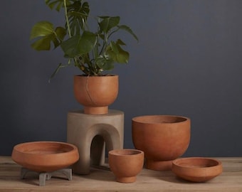 Terracotta Bowl, Terracotta Footed Bowl, Terracotta Planter, Outdoor Planter, Indoor Planter, Terracotta
