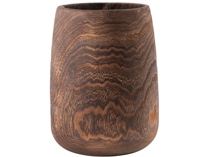 12 Dark Wood Vase Paulownia Wood Vase Wood Planter Etsy