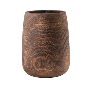 12" Dark Wood Vase, Paulownia Wood Vase, Wood Planter, Wood Bowl, Paulownia Wood