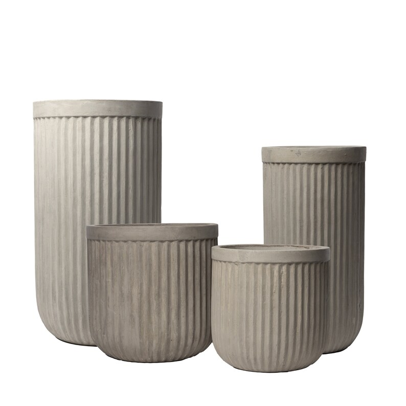 Fluted Concrete Planter, Ribbed Planter, Tall Planter Pot, Short