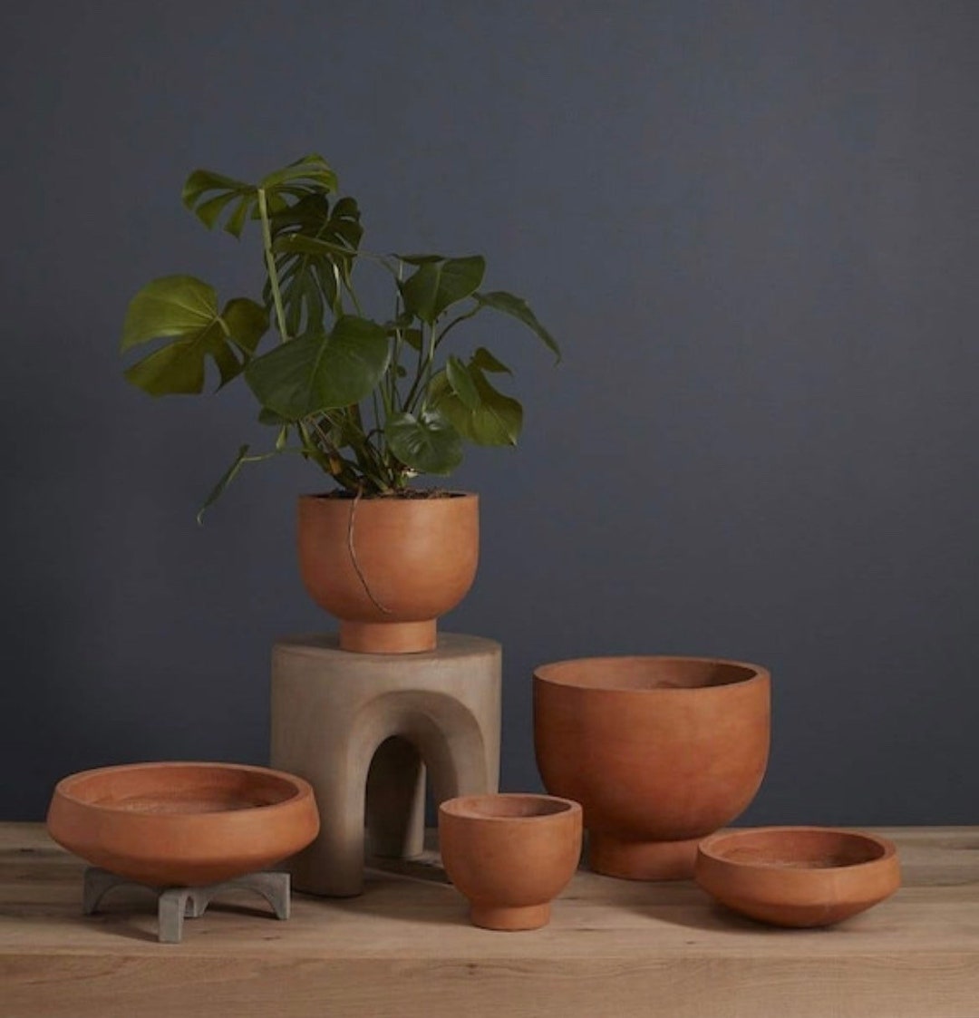 Terracotta Bowl Terracotta Footed Bowl Terracotta Planter Etsy