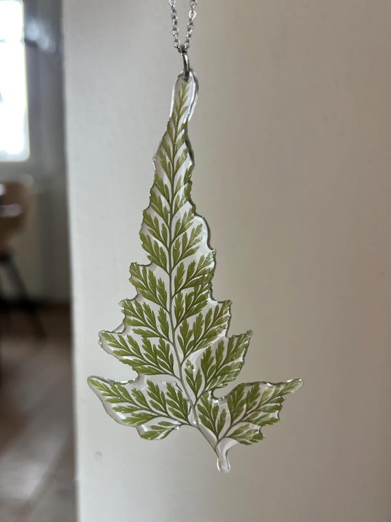 Necklace pendant made from a real plant with silver clasp real flower jewelry