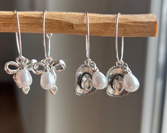 Creolen Silber Cowgirl Hut Cowboy bow Schleife