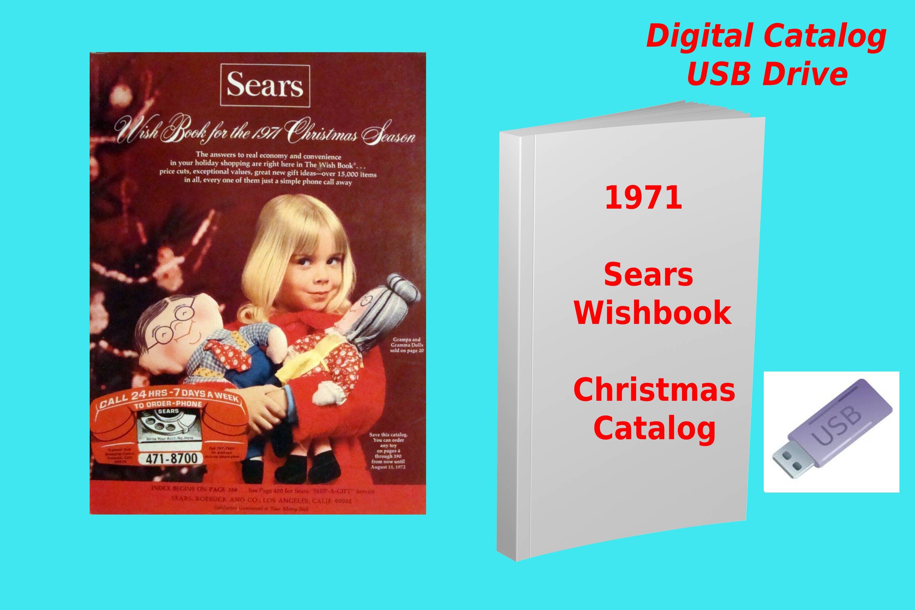 1971 Sears Christmas Wishbook Catalog on USB Drive or CD