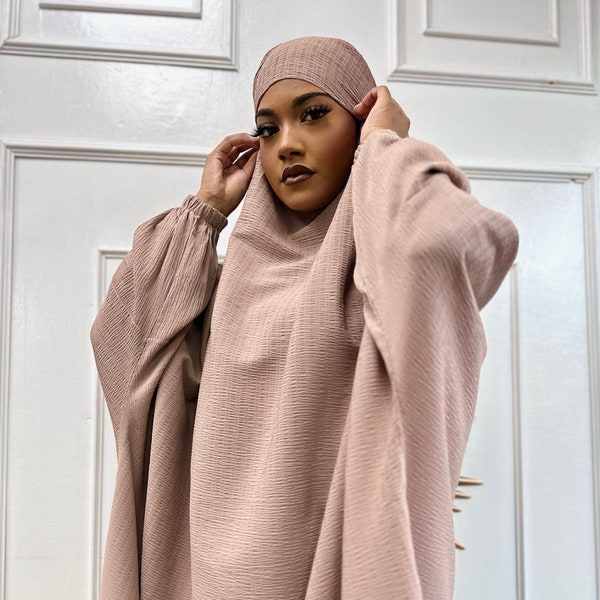 Jilbab intero increspato (Blush Tan)