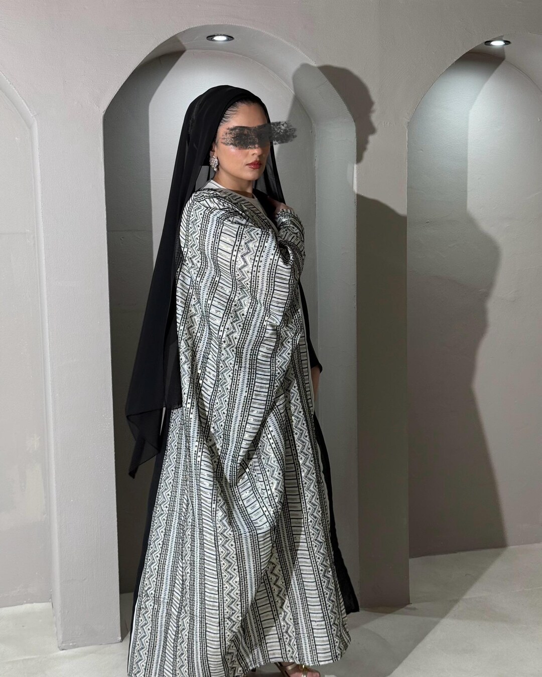 Half Embroidered Indian Linen Butterfly Abaya (Black) Half Embroidered Indian Linen Butterfly Abaya (Black)