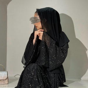 Layered Chiffon Abaya (Black)