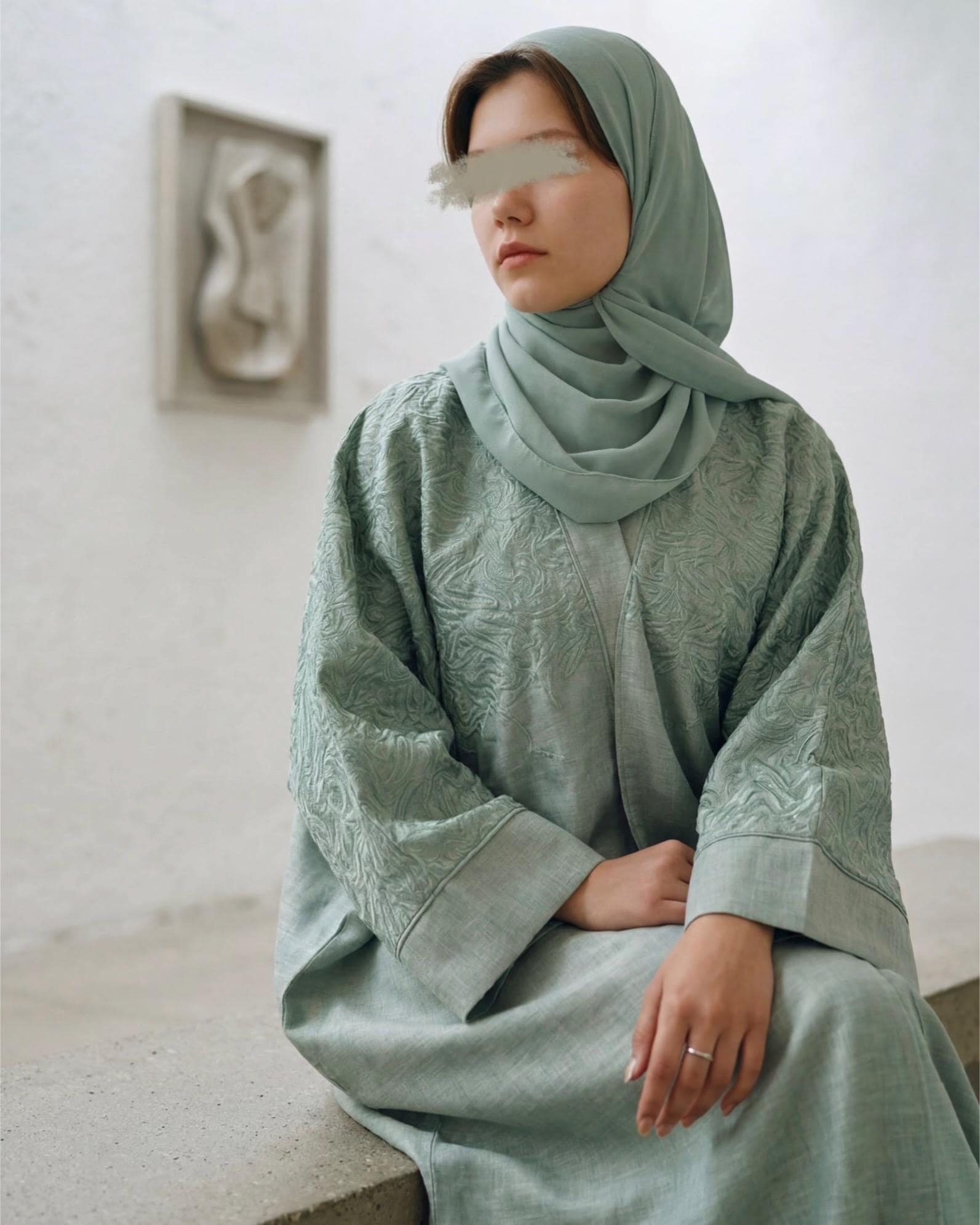 mint green muslimah dress Basic Long Sleeve Maxi Dress