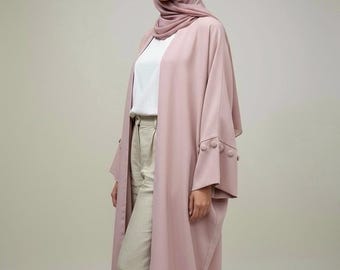 Linen Viscose Butterfly Abaya With Cuffed Sleeves - Etsy