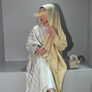 Half Embroidered Indian Linen Butterfly Abaya (gold) - Etsy