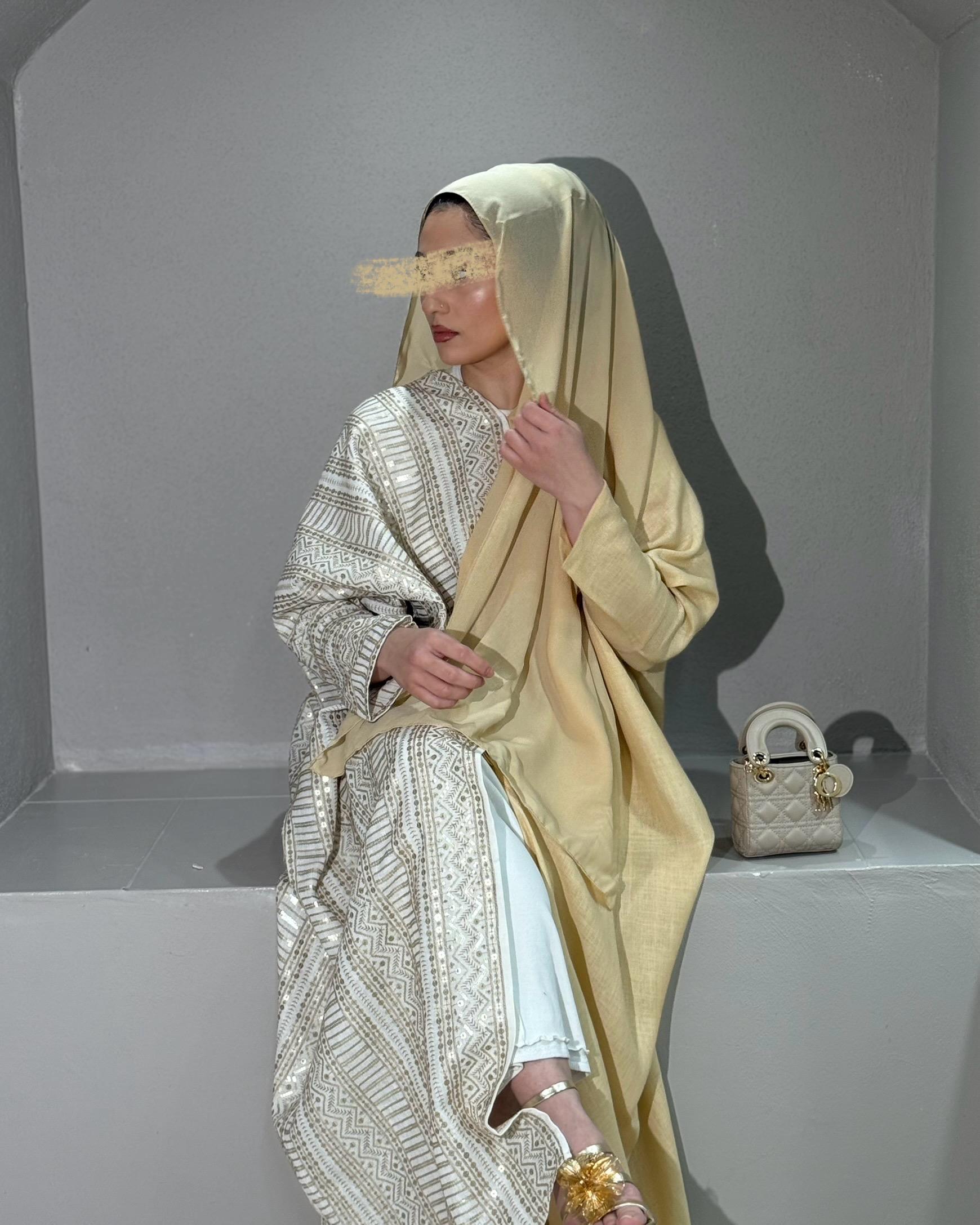 Half Embroidered Indian Linen Butterfly Abaya (gold) - Etsy Half Embroidered Indian Linen Butterfly Abaya (gold) - Etsy