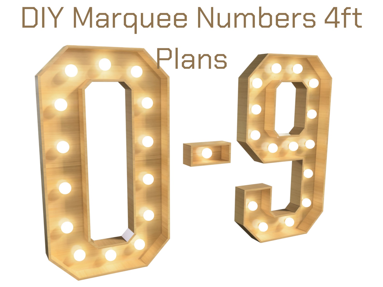 DIY Marquee Numbers 4ft Template With Lights 09 Plans PDF for Wood MDF DIY Marquee Numbers 4ft Template With Lights 09 Plans PDF for Wood MDF