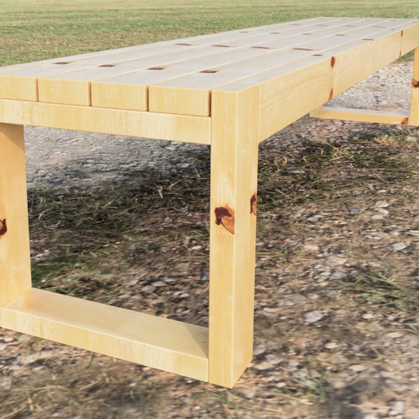 Outdoor Bench Build Plans, DIY Simple Patio Seating Bench Plans, Garden 2x4 Bench Plans PDF