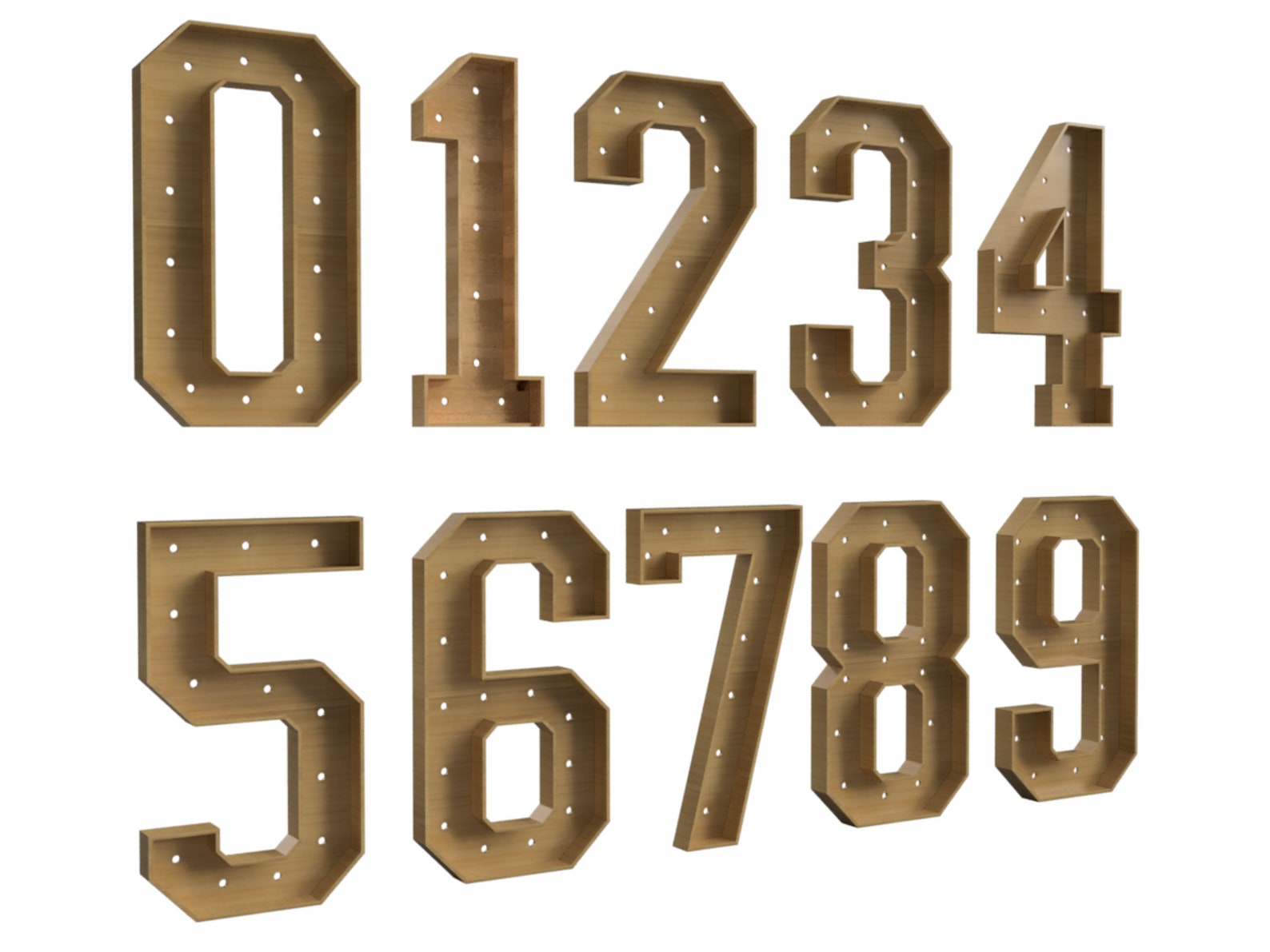 DIY Marquee Numbers 4ft Template With Lights 09 Plans PDF for Wood MDF