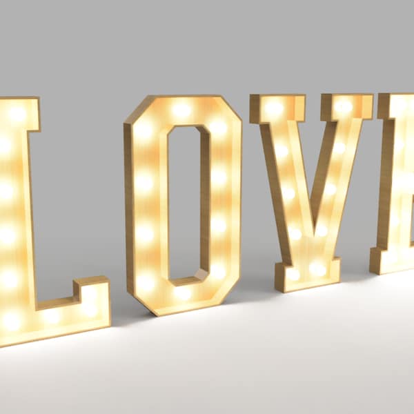 DIY Marquee Love Letters 4ft Plans PDF SVG, How To Build light up Letters Giant
