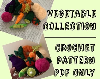 Crochet vegetable pattern collection | PDF ONLY, amigurumi pattern, vegetable pattern, diy, crochet pattern, play food, PDF crochet pattern